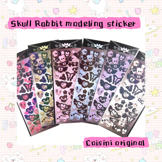 SKULL RABBIT Modeling Sticker - Laser Sparkling Gradient 6pc